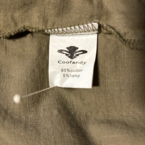 CoofAndy Green long tab sleeve Cotton & hemp henley 1/4 button 3 XL NWOT - Picture 7 of 10